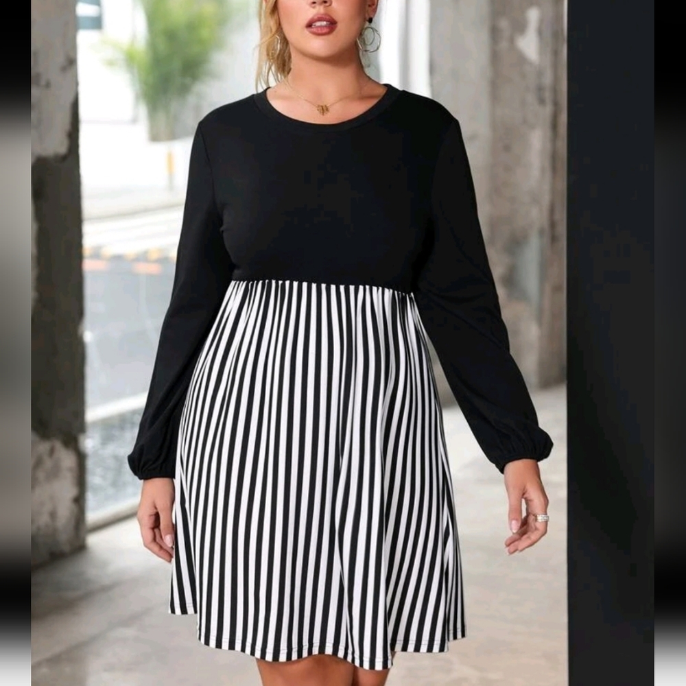 SHEIN Women's Vertical Stripped Print Dress - Picture 1 of 13